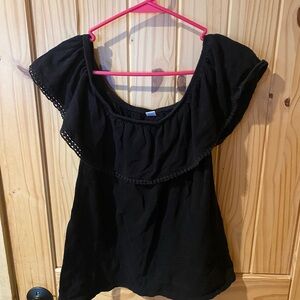 Old Navy Black Ruffle Blouse